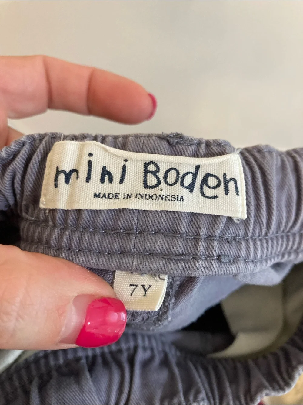 Mini Boden Boys Gray Drawstring Waist Casual Cotton Shorts Size 7Y